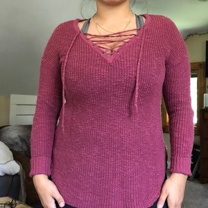 Lace up sweater